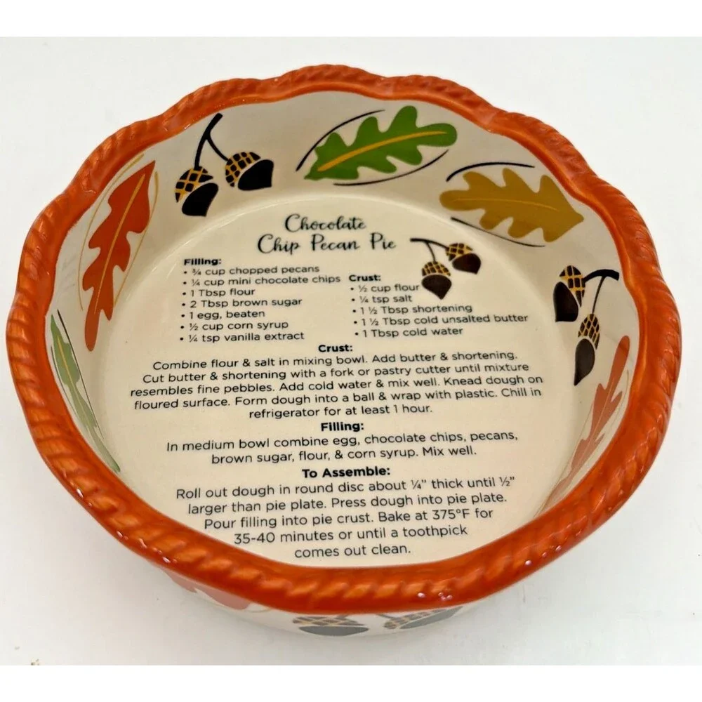 Temp-tations by Tara Fall Seasonal Ceramic Mini Pie Dishes 12 Recipes 4 pc set